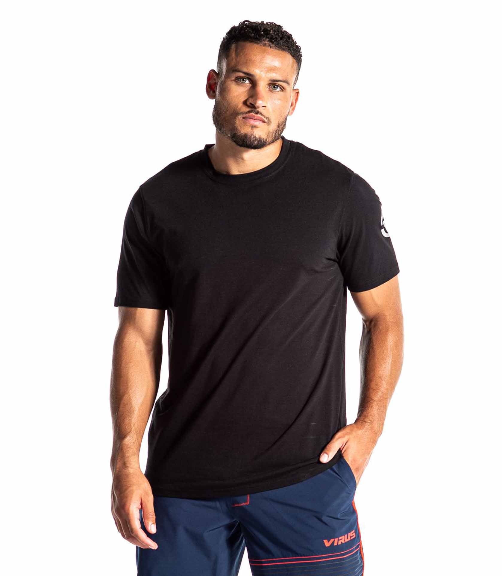VIRUS Men's Bioceramic Short Sleeve Compression Top Black Gold T-shirt